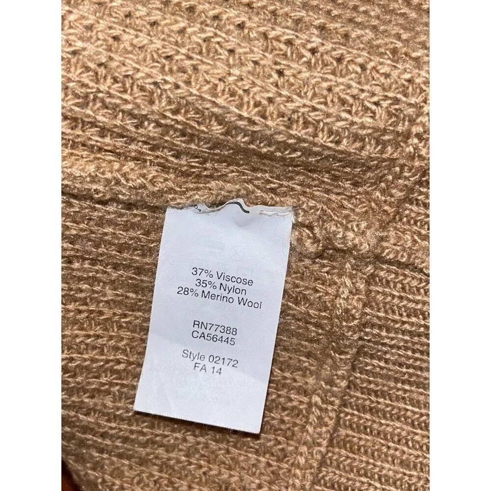 J.Crew Brown Waffle Knit Merino Wool Round Neck Pullover Sweater Women's Size S